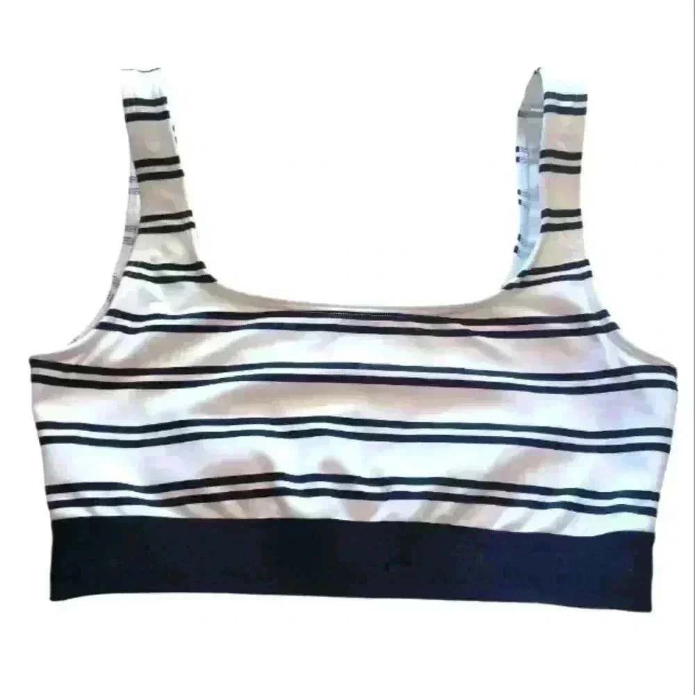 Victorias Secret Pink Womens Black And White Striped Sports Bra S